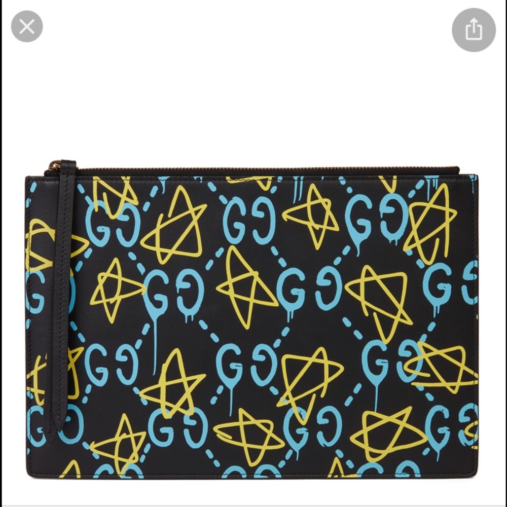 Gucci Ghost GG zip pouch sold out - blk, blue -OS